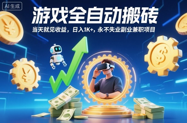 游戏全自动搬砖，当天就见收益，日入1K+，永不失业副业兼职项目【揭秘】-创业项目网