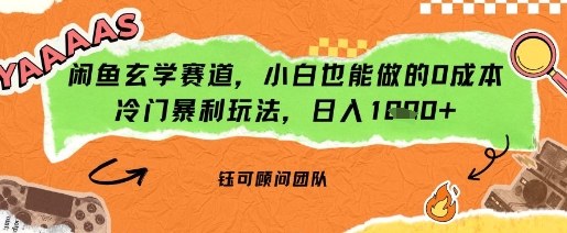 闲鱼玄学赛道，小白也能做的0成本冷门暴利玩法，日入多张-创业项目网
