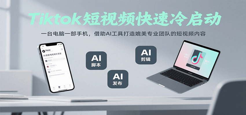 Tiktok短视频快速冷启动，一台电脑一部手机，借助AI工具打造媲美专业团队的短视频内容-创业项目网