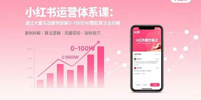 （15792期）小红书运营体系课：通过大量实战案例拆解0-1000W爆款算法全攻略-创业项目网