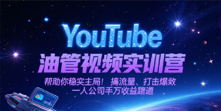 YouTube油管视频实训营，帮助你稳入局、搞流量、打爆款，一人公司千万收益赛道-创业项目网