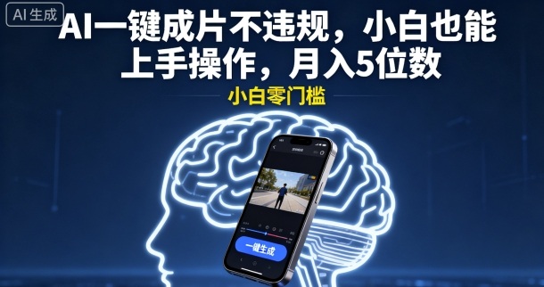 AI一键成片不违规，小白也能上手操作，月入5位数-创业项目网