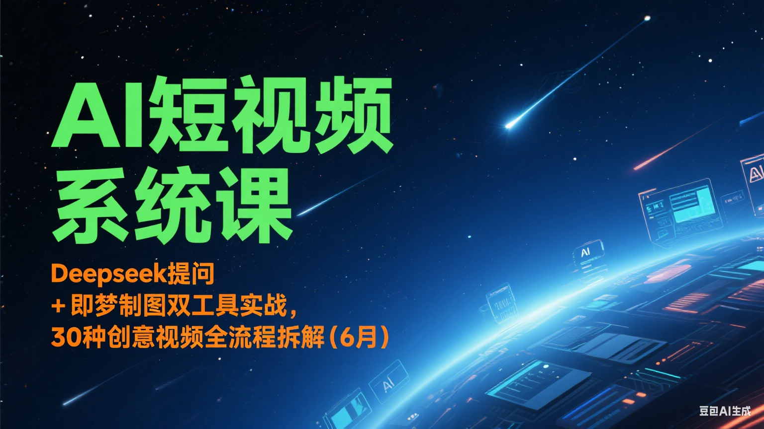 AI短视频系统课：Deepseek提问 + 即梦制图双工具实战，30种创意视频全流程拆解(6月)-创业项目网