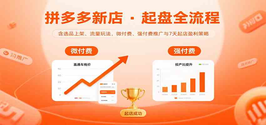 拼多多新店起盘全流程，含选品上架、流量玩法，微付费、强付费推广与7天起店盈利策略-创业项目网