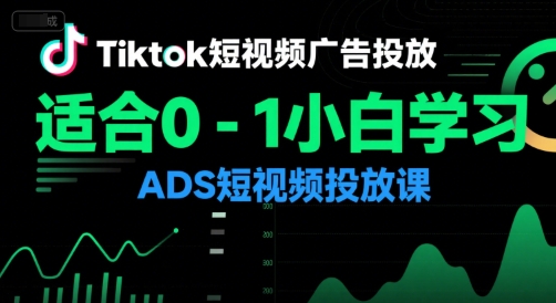 Tiktok短视频广告投放，适合0-1小白学习ADS短视频投放课-创业项目网