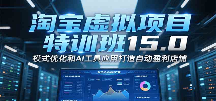 淘宝虚拟项目特训班15.0，模式优化和AI工具应用打造自动盈利店铺-创业项目网
