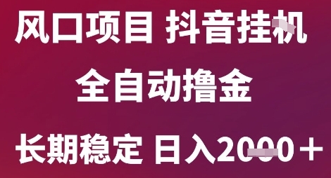 风口项目，六月最新玩法抖音无人挂G，全自动撸金，长期稳定 日入2k+【揭秘】-创业项目网