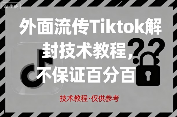 外面流传Tiktok解封技术教程，不保证百分百，具体自测-创业项目网