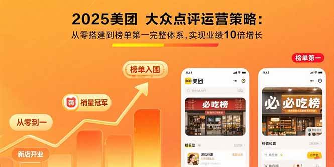 （15602期）2025美团 大众点评运营策略:从零搭建到榜单第一完整体系,实现业绩10倍增长-创业项目网