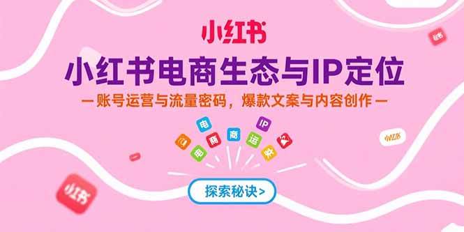 （15350期）小红书电商生态与IP定位，账号运营与流量密码，爆款文案与内容创作-创业项目网