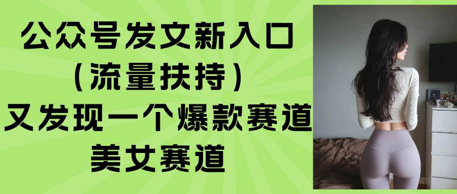 （15781期）公众号发文新入口（流量扶持），又发现一个爆款赛道：美女赛道-创业项目网