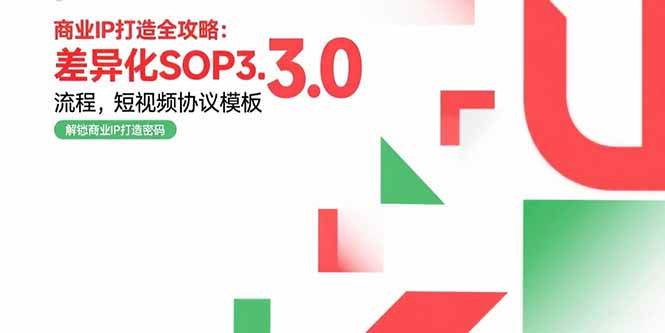 （15486期）商业IP打造全攻略：差异化SOP3.0流程，短视频协议模板，婚恋项目实战案例-创业项目网