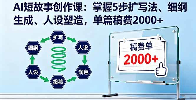 （16203期）AI短故事创作课：掌握5步扩写法、细纲生成、人设塑造，单篇稿费2000+-创业项目网