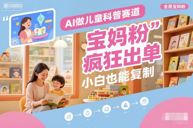 AI做儿童科普赛道，全是宝妈粉，橱窗疯狂出单，小白也能复制-创业项目网