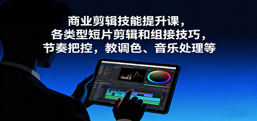 商业剪辑技能提升课，各类型短片剪辑和组接技巧，节奏把控，教调色、音乐处理等-创业项目网