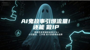 AI鬼故事引爆流量，还能做IP，视频号多渠道收益单日1k+，小白副业、工作室放大的最佳选择-创业项目网