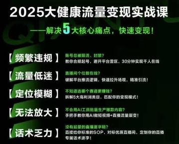 大健康流量全域新增长8.0，三月底线下课视频，大健康万亿蓝海，从类目突围到模式迭代-创业项目网