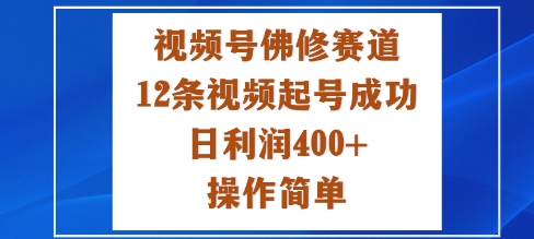 视频号佛修赛道新玩法，12条视频起号成功，日利润4张+，操作简单-创业项目网