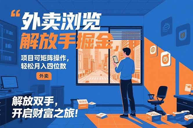 （15440期）外卖浏览掘金项目 可矩阵操作 轻松日入500+-创业项目网