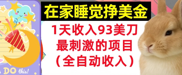 在家挣美金，1天收入93刀，最刺激的项目，0门槛，自动收入(首次公开)-创业项目网