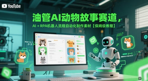 油管AI动物故事赛道，AI+RPA机器人流程自动化制作素材【保姆级教程】-创业项目网