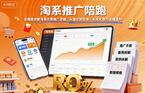 淘系推广陪跑，全维度讲解淘系付费推广逻辑，从理论到实操，系统化助力店铺盈利-创业项目网