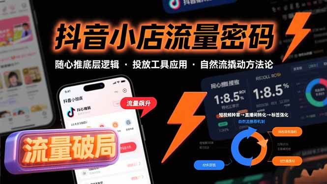 （15680期）抖音小店流量密码，随心推底层逻辑，投放工具应用，自然流撬动核心方法论-创业项目网