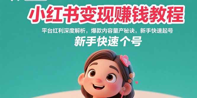 （15559期）小红书变现赚钱教程：平台红利深度解析，爆款内容量产秘诀，新手快速起号-创业项目网