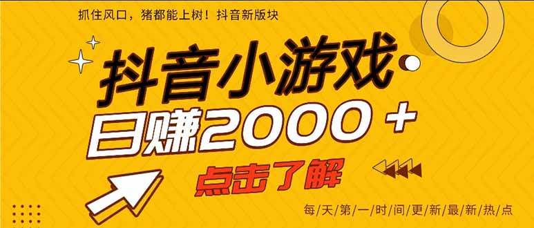 （16221期）抖音小游戏，一部手机日入300+，2025风口项目-创业项目网