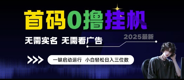 首码0撸挂G项目，无需实名无需看广告 一键启动运行，小白轻松日入三位数【揭秘】-创业项目网
