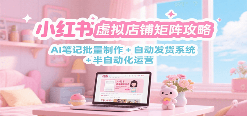 小红书虚拟店铺矩阵攻略：AI笔记批量制作 + 自动发货系统 + 半自动化运营-创业项目网