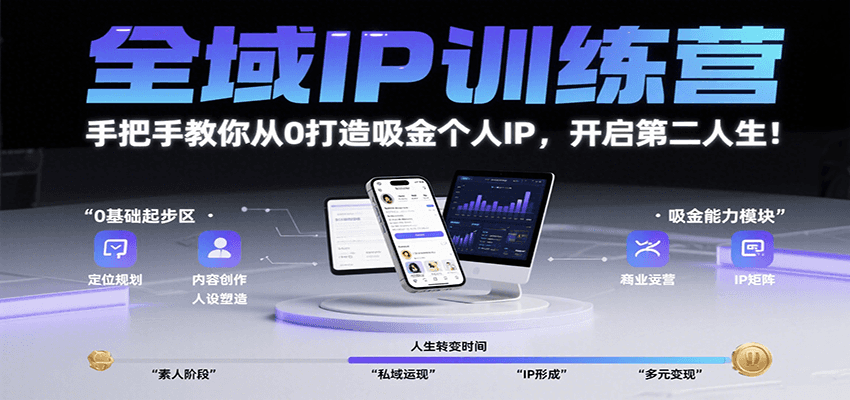 全域IP训练营，手把手教你从0打造吸金个人IP，开启第二人生！-创业项目网