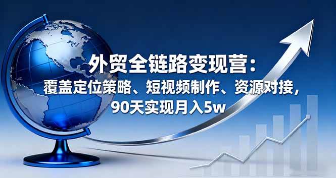 （16173期）外贸全链路变现营：覆盖定位策略、短视频制作、资源对接，90天实现月入5w-创业项目网