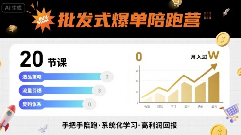 批发式爆单陪跑营，20节课带你实现批发式爆单，带你经松月入过W-创业项目网