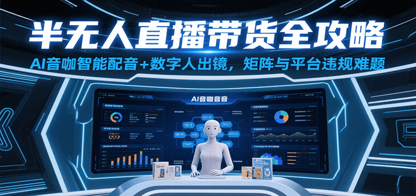 半无人直播带货全攻略：AI音咖智能配音+数字人出镜，解决账号矩阵与平台违规难题-创业项目网