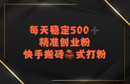 快手搬砖式打粉，每天稳定500+精准创业粉-创业项目网