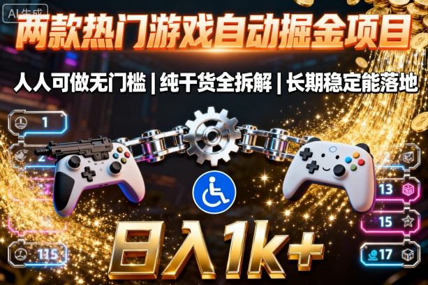 两款热门游戏自动掘金项目，人人可做无门槛，纯干货全拆解，长期稳定能落地，日入1k+【揭秘】-创业项目网