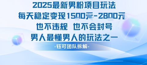 2025最新男粉项目玩法每天变现1k+也不违规也不会封号男人最懂男人的玩法-创业项目网