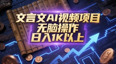 文言文AI视频项目，无脑操作，日入1K以上-创业项目网