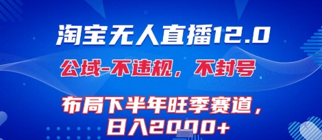 淘宝无人直播12.0，不封号，不违规，布局下半年旺季赛道，日入1k+(独家技术)【揭秘】-创业项目网