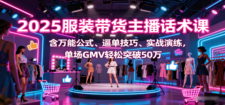 2025服装带货主播话术课，含万能公式、逼单技巧、实战演练，单场GMV轻松突破50万-创业项目网