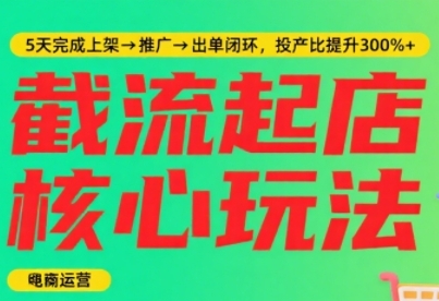 淘宝截流快速起店玩法，掌握暴力快速起店的流程，5天完成上架-推广-出单闭环-创业项目网