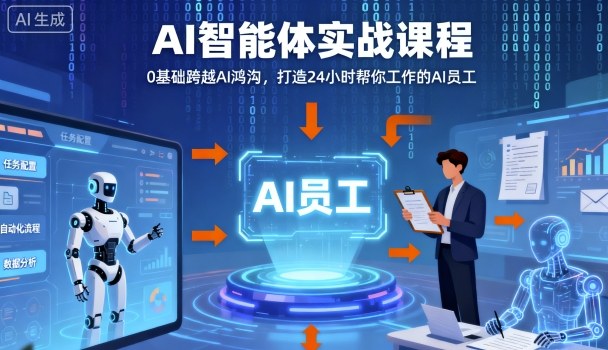 Ai智能体实战课程，0基础跨越Ai鸿沟，打造24小时帮你工作的Ai员工，打破常规，以实战定义Ai-创业项目网