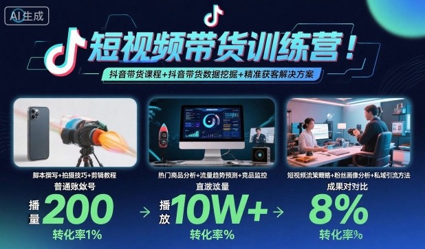 短视频带货训练营，抖音带货课程+抖音带货数据挖掘+精准获客解决方案-创业项目网