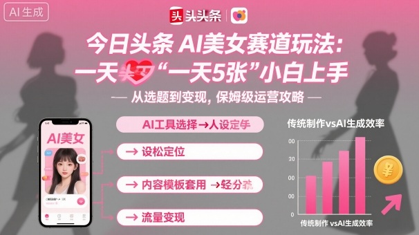 今日头条AI美女赛道玩法，一天轻松5张，小白轻松上手-创业项目网