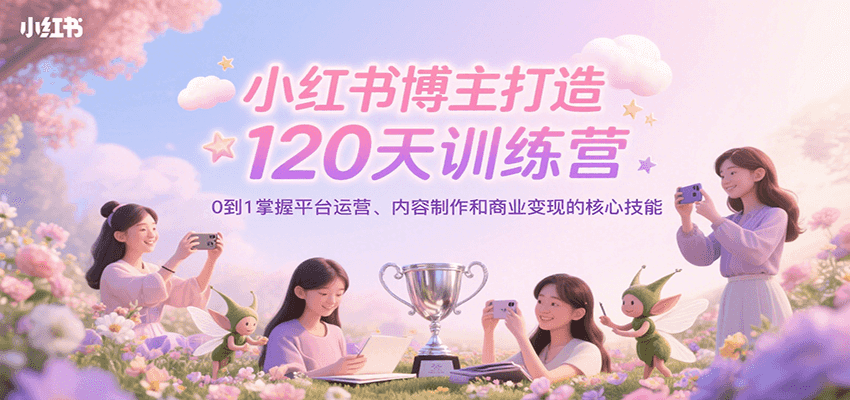 小红书博主打造120天训练营，0到1掌握平台运营、内容制作和商业变现-创业项目网
