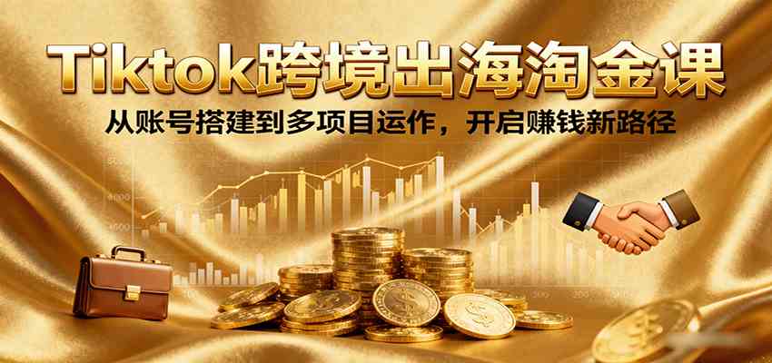 Tiktok跨境出海淘金课，从账号搭建到多项目运作，开启赚钱新路径-创业项目网