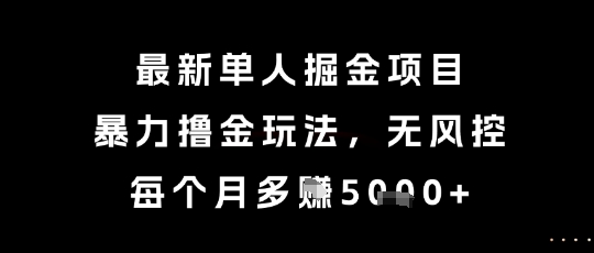 最新单人掘金项目，暴力撸金玩法，无风控，每个月多挣5k+【揭秘】-创业项目网