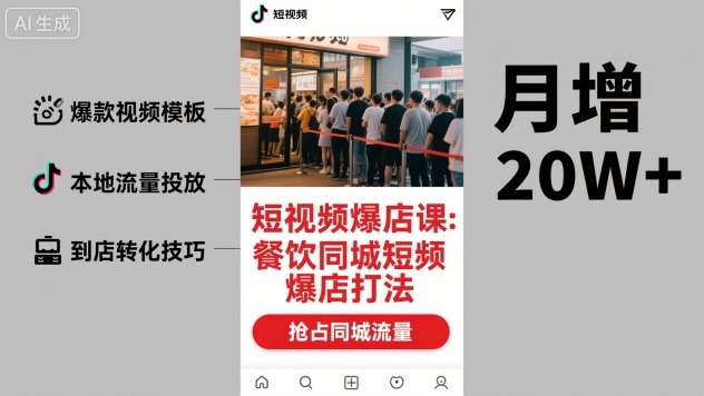 短视频爆店课，餐饮同城短视频爆店打法-创业项目网
