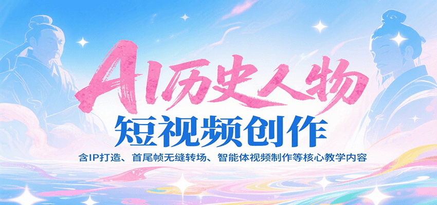 AI历史人物短视频创作，含IP打造、首尾帧无缝转场、智能体视频制作等核心教学内容-创业项目网
